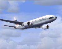 Screenshot of Cathay Pacific Boeing 777-200 in flight.