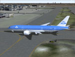 KLM Boeing 777-206ER taxiing to runway.