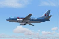 Screenshot of Thomsonfly.com Boeing 737-500 in flight.