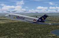 Screenshot of AeroGal Boeing 727-200 in flight.