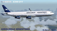 Screenshot of Aerolineas Argentinas Airbus A340-211 in flight.