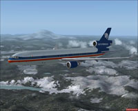 Screenshot of Aeromexico McDonnell Douglas MD-11 in flight.