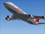Screenshot of Air India Boeing 747-400 in flight.