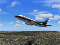 Screenshot of AirCal Boeing 737-200 in flight.