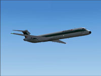 Screenshot of Alitalia McDonnell Douglas MD-82 in flight.