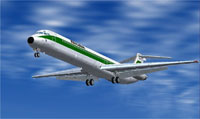 Screenshot of Alitalia McDonnell Douglas MD-83 in flight.