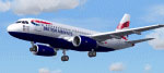 Screenshot of British Airways Airbus A319 in flight.