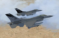 Screenshot of California ANG F-16C 144th Fighter Squadron in flight.