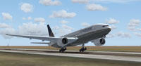 Screenshot of Continental Airlines Boeing 777-200ER taking off.