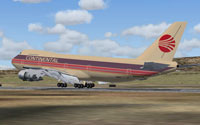 Screenshot of Continental Boeing 747-200 taking off from runway.