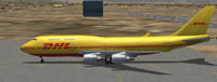 Screenshot of DHL Boeing 747-400 on the ground.