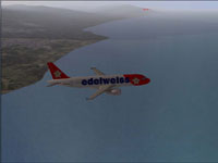 Screenshot of Edelweiss Airbus A320-214 in flight.