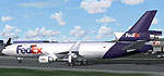 Screenshot of Fedex jetliner on runway.