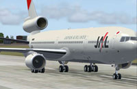 Screenshot of JAL McDonnell Douglas MD-11 on runway.