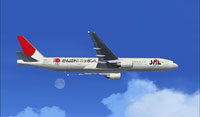 Screenshot of Japan Airlines Boeing 777-300 in flight.