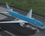 Screenshot of KLM Boeing 777-206ER on runway.