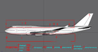 Side profile of Boeing 747-400C model.