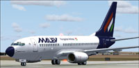 Screenshot of Malev Boeing 737-7Q8 on the ground.