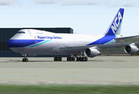Screenshot of Nippon Cargo Airlines Boeing 747-200F on the ground.