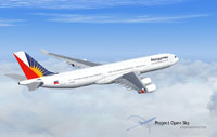 Screenshot of Philippines Airlines Airbus A340-313X in flight.