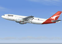 Screenshot of Qantas Airbus A300B4-200 in flight.
