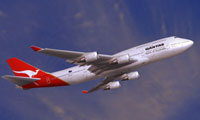 Screenshot of Qantas Boeing 747-400 in flight.