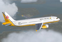 Screenshot of Royal Brunei Airlines Airbus A320 in flight.