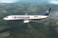 Screenshot of Ryanair Boeing 737-800 in flight.