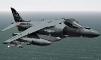 Screenshot of Sim Skunk Works AV8B "Grupaer" in flight.