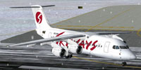 Screenshot of Skyways BAe 146-200 on the ground.