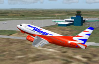 Screenshot of Smart Wings.net Air Lines 737-500 after take-off.