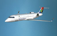Screenshot of South African Express Canadair CRJ in flight.