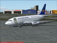 Screenshot of Southern Winds LAFSA Boeing 737-200 on the ground.