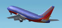 Screenshot of Southwest Airlines Boeing 737-200 shortly after take-off.