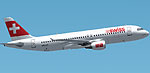 Screenshot of Swiss Airbus A320 in flight.