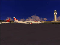 Screenshot of Swiss Airbus A330-223 on the ground.