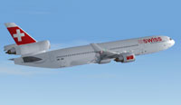 Screenshot of Swiss Airlines MD-11 in flight.