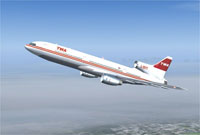 Screenshot of TWA Lockheed L-1011 Tristar in flight.