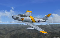 Screenshot of The Chino Kid's F-86 Sabre Jet in flight.