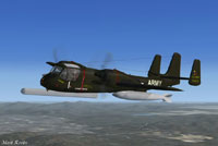 Screenshot of US Army OV-1 Mohawk in flight.