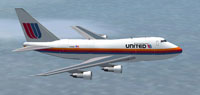 Screenshot of United Airlines Boeing 747SP in flight.