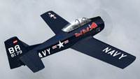 Screenshot of 'Flying Bulls' T-28B in the air.