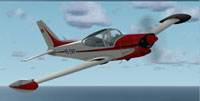 Screenshot of red and white RealAir SF-260 in flight.