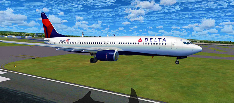 Delta 737-900ER add-on being used in FSX: Steam Edition.