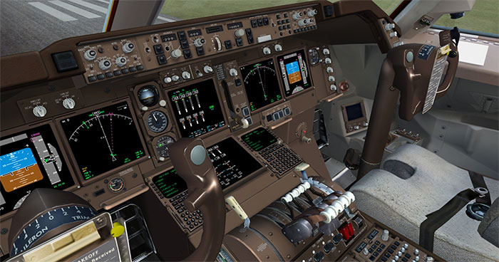 3D virtual cockpit which is highly detailed