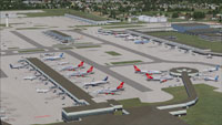 Aerial view of Gatwick International Airport, London.