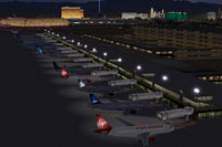 View of McCarran International Airport at night.