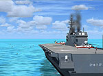 Screenshot of Aircraft carrier on the water.