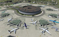 Aerial view of Charles de Gaulle Airport.