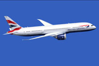Screenshot of British Airways Boeing 787-8 in flight.